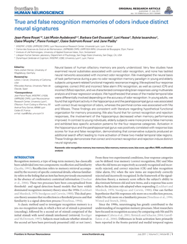 True and False Recognition Memories of Odors Induce Distinct Neural Signatures