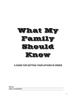 What My Family Should Know