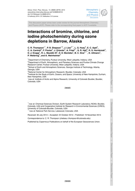 Interactions of Bromine, Chlorine, and Iodine Photochemistry During Ozone Depletions in Barrow, Alaska C