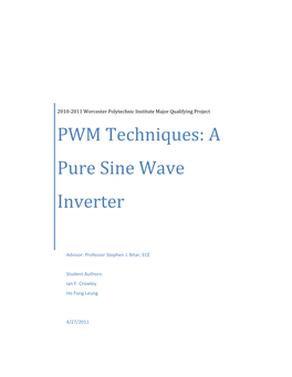 PWM Techniques: a Pure Sine Wave Inverter