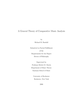 A General Theory of Comparative Music Analysis