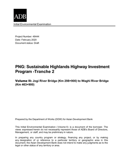 PNG: Sustainable Highlands Highway Investment Program -Tranche 2