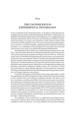 Five the UNCONSCIOUS in EXPERIMENTAL PSYCHOLOGY