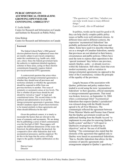 Public Opinion on Asymmetrical Federalism