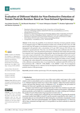 Evaluation of Different Models for Non-Destructive Detection of Tomato Pesticide Residues Based on Near-Infrared Spectroscopy