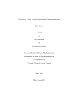 Invironments: Critical Listening Positionalities in Soundscape Ecology