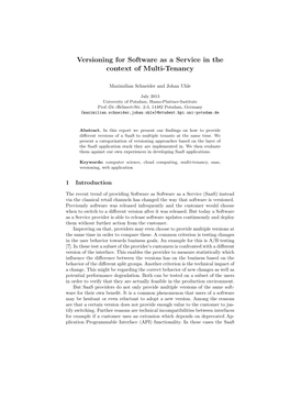 Versioning for Software As a Service in the Context of Multi-Tenancy