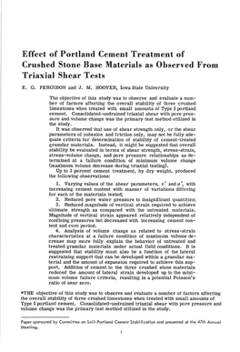 Effect of Portland Cement Treatment of Crushed Stone Base Materials As