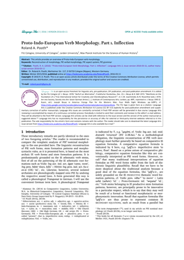 PIE Verb Morphology Part