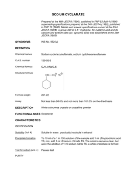 Sodium Cyclamate