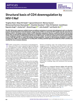 Structural Basis of CD4 Downregulation by HIV-1 Nef