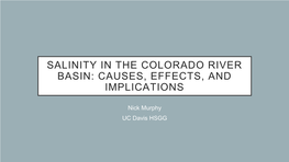 Salinity in the Colorado River Basin: Causes, Effects, and Implications