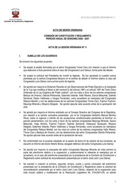 Acta De Sesión Ordinaria Comisión De