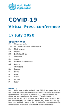 COVID-19 Virtual Press Conference