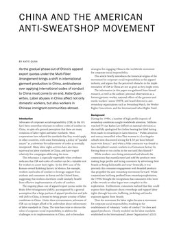 China and the American Anti-Sweatshop Movement