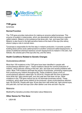 TYR Gene Tyrosinase