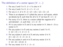 The Definition of a Vector Space (V,+,·)