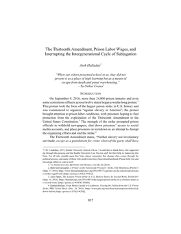 The Thirteenth Amendment, Prison Labor Wages, and Interrupting the Intergenerational Cycle of Subjugation