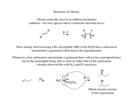 Reactions of Alkenes