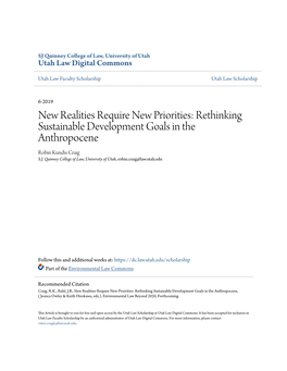 Rethinking Sustainable Development Goals in the Anthropocene Robin Kundis Craig S.J