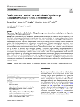 Development and Chemical Characterization of Casparian Strips in the Roots of Chinese Fir (Cunninghamia Lanceolata)