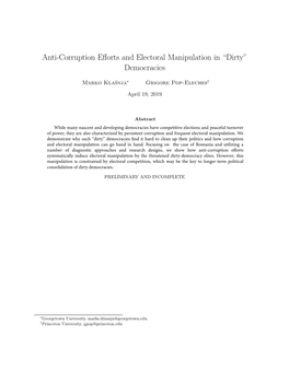 Anti-Corruption Efforts and Electoral Manipulation