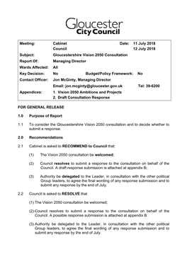 Gloucestershire 2050 Vision Consultation PDF 151 KB