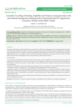 Cannabis Use, Binge-Drinking, Nightlife and Violence Among Juveniles with and Without Immigration Background in Switzerland and Ex-Yugoslavian Countries