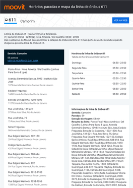 Horários, Paradas E Mapa Da Linha De Ônibus 611
