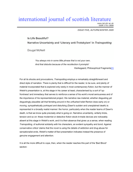 International Journal of Scottish Literature ISSN 1751-2808