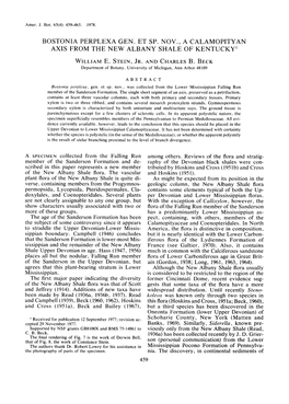 BOSTONIA PERPLEXA GEN. ET SP. NOV., a CALAMOPITYAN AXIS from the NEW ALBANY SHALE of Kentucky1