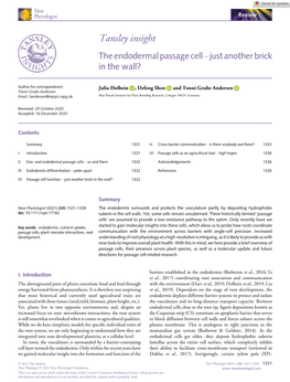 The Endodermal Passage Cell – Just Another Brick in the Wall?