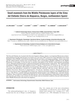 Small-Mammals from the Middle Pleistocene Layers of the Sima Del Elefante (Sierra De Atapuerca, Burgos, Northwestern Spain)