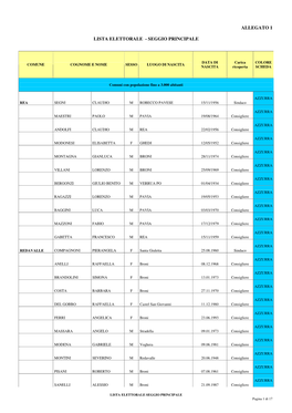 Allegato 1 Lista Elettorale