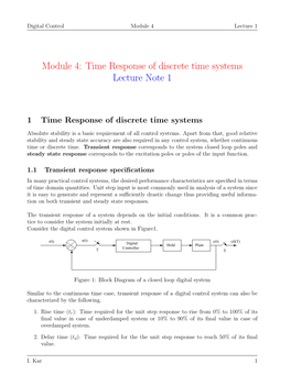 Module 4: Time Response of Discrete Time Systems Lecture Note 1