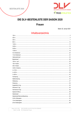 DLV-Bestenliste 2020 Frauen