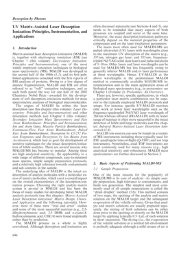 UV Matrix-Assisted Laser Desorption Ionization: Principles, Instrumentation, and Applications Often Used to Promote the Drying Process