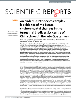 An Endemic Rat Species Complex Is Evidence of Moderate