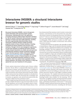 Interactome INSIDER: a Structural Interactome Browser for Genomic Studies