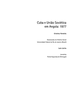 Cuba E União Soviética Em Angola: 1977