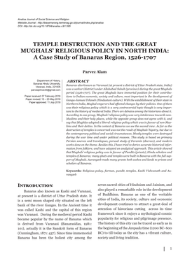 Temple Destruction and the Great Mughals' Religious