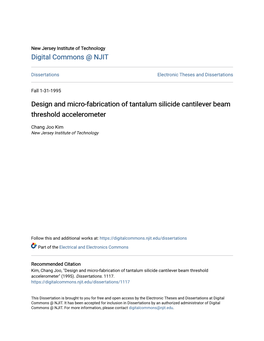 Design and Micro-Fabrication of Tantalum Silicide Cantilever Beam Threshold Accelerometer