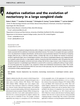 Adaptive Radiation and the Evolution of Nectarivory in a Large Songbird Clade