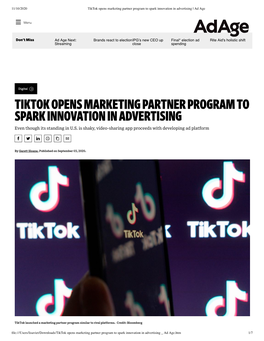 Tiktok Opens Marketing Partner Program to Spark Innovation in Advertising | Ad Age