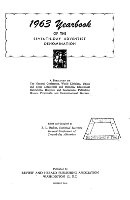 1963 Zleaz600k of the SEVENTH-DAY ADVENTIST DENOMINATION