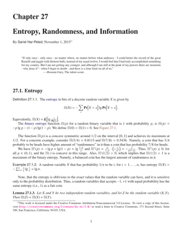 Chapter 27 Entropy, Randomness, and Information