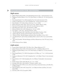 SUGGESTIONS for LISTENING Duple Meter: • Johann Sebastian Bach (1685–1750), Brandenburg Concerto No