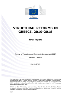 Structural Reforms in Greece, 2010-2018