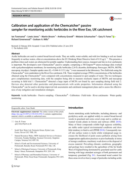 Calibration and Application of the Chemcatcher® Passive Sampler for Monitoring Acidic Herbicides in the River Exe, UK Catchment