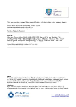 Diagnostic Difficulties in Lesions of the Minor Salivary Glands